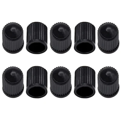Abbildung von 10 robuste Kunststoff Auto Ventilkappen in Schwarz für Autoventil AV Schrader Ventil KFZ, Auto, PKW, Mofa, Motorrad, Roller, LKW, Schubkarren, Fahrrad &amp; Rad Reifen Ventile Ersatz Kappen Deckel