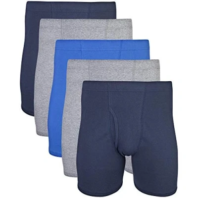 Abbildung von Gildan Herren Unterwäsche mit verdecktem Bund, Boxershorts, Multipack Retroshorts, Mixed Royal (5er Pack), Medium
