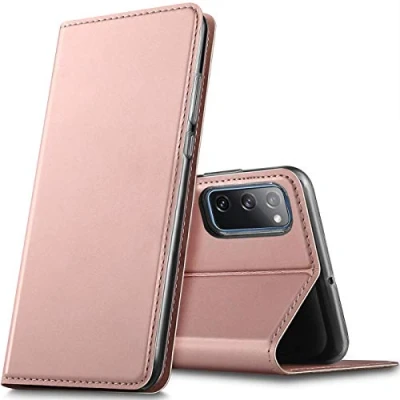Abbildung von Verco Handyhülle für Samsung Galaxy S20 FE, Premium Handy Flip Cover FE Hülle [integr. Magnet] Book Case PU Leder Tasche, Rosegold