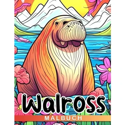 Abbildung von Walross Malbuch: 30 seitiges Ausmalbuch für Erwachsene zur Stressbewältigung, perfekt als Geschenk zu Geburtstagen und Weihnachten, um Entspannung Kreativität bei Kindern fördern.