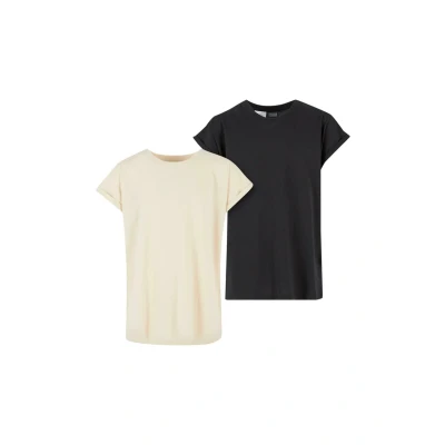 Abbildung von Urban Classics Extended Shoulder TEE 2PACK Tshirt basic für Kinder, Größe: 110/116, Whitesand black