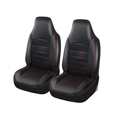 Abbildung von TOYOUN Klassisch Autositzbezüge Vordersitze Highback Sitzbezüge 2er Universal Schonbezüge PU Leder Sitzschoner für Autositz Vorne Schwarz Rot Auto Zubehör Innenraum