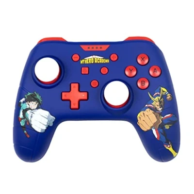 Abbildung von Konix My Hero Academia Kabelgebundener Controller für Nintendo Switch, Switch OLED und PC Vibrationsfunktion 3 m Kabel Blau.