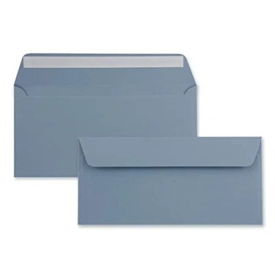 Abbildung von 50 Brief Umschläge DIN Lang Graublau 110 g/m² 11 x 22 cm sehr formstabil Haftklebung Qualitätsmarke: FarbenFroh by GUSTAV NEUSER