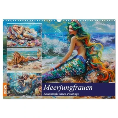 Abbildung von Meerjungfrauen. Zauberhafte Nixen Paintings (Wandkalender 2025 DIN A3 quer), CALVENDO Monatskalender