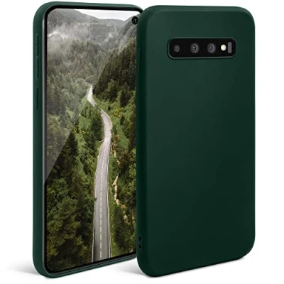 Abbildung von Moozy Minimalist Series Silikon Hülle für Samsung S10, Dunkelgrün Mattes Finish, Dünne, Weiche TPU Handyhülle Schutzhülle