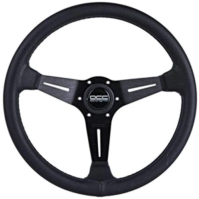 Abbildung von OCC MOTOR SPORT OFFSET LENKRAD AUTO CLASSIC MODELL PERFORIERTES LEDER MIT SCHWARZEN ARMEN 90 MM VOLLSCHÜSSELRAD 350 (14 ZOLL)