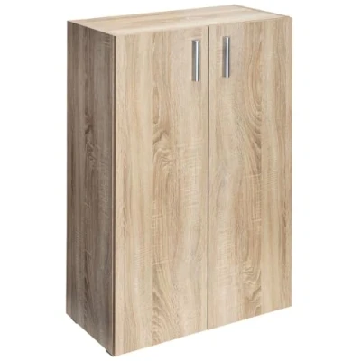 Abbildung von Casaria® Kommode mit 2 Türen 115,5x60x30cm Holz Modern höhenverstellbarer Einlegeboden Schlafzimmer Büro Flur Mehrzweckschrank Aktenschrank Schrank Eiche