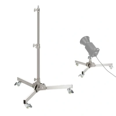 Abbildung von NEEWER Hochleistungs Lichtstativ mit Rollen, Lampenstativ Max. Höhe 98cm Edelstahl faltbar verstellbares Beleuchtungsstativ, Fotografie Lichtständer für Softbox Monolight, Belastung 22lb, ST98SS