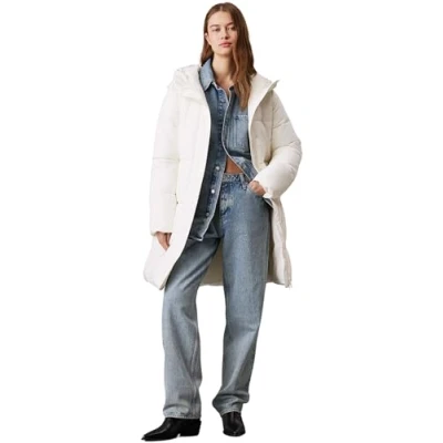 Abbildung von Calvin Klein Jeans LOGO BELT Puffer Wintermantel, Damen, Größe: XL, Ivory