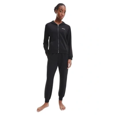 Abbildung von Calvin Klein Damen Full Zip Hoodie 000QS6869E Pullover, Blickdicht, Schwarz (Black), XS