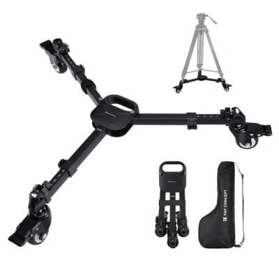 Abbildung von K&amp;F Concept Heavy Duty Tripod Dolly, Universal Fotografie Stativ Wagen für Stative Lichtstative,Hochleistung mit 3 Zoll Gummirädern und Quick Release Design, 20kg Tragfähigkeit