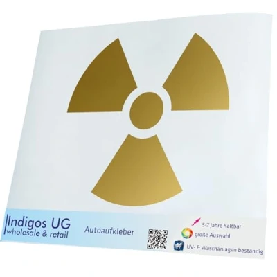 Abbildung von INDIGOS UG Aufkleber Autoaufkleber JDM Die cut Auto 300x275 mm Radioaktiv Gold Heckscheibe Heckscheibenaufkleber Sticker Tuning