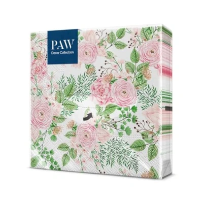 Abbildung von PAW Servietten 3 lagig (33 x 33 cm) I 20 Stück Perfekt für Geburtstage, Partys, Hochzeiten, Kommunion und Feiern Tischdeko Elegante Papierservietten Hagebuttenblumen Rose Hip Flowers
