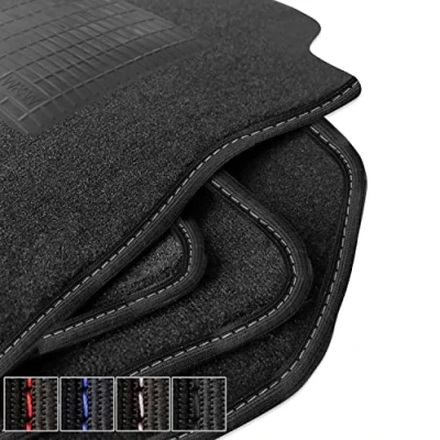 Abbildung von moto MOLTICO Premium Auto Velours Autoteppiche Schwarz Automatten passend für Opel Astra G 1998 2004 Weiße