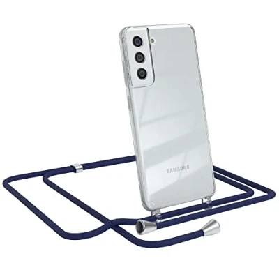 Abbildung von EAZY CASE Handykette kompatibel mit Samsung Galaxy S21 FE 5G Handyhülle Umhängeband, Handykordel Schutzhülle, Silikonhülle, Hülle, Stylische Kette für Smartphone, Navy Blau