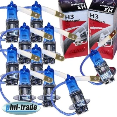 Abbildung von 10x Halogen H3 Scheinwerferlampe Birne 70W 24V Abblendlicht Fernlicht Glühlampen E Prüfzeichen Sockel PK22S Xenon Weiß