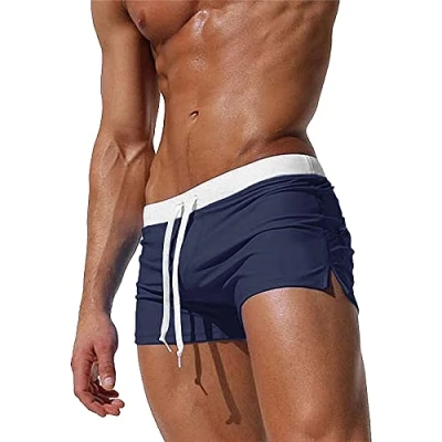 Abbildung von TMEOG Badeshorts für Herren Badehose Kurz Badehosen Männer Eng Schwimmhose Boxer Badepants Wassersport Kurze Hose Schnelltrocknende Strandshorts mit Reissverschluss