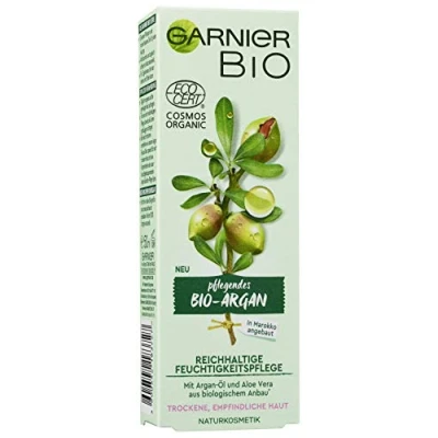Abbildung von Garnier Bio Argan Reichhaltige Feuchtigkeitspflege, Naturkosmetik, Gesichtspflege mit Arganöl und Aloe Vera (2 x 50 ml)