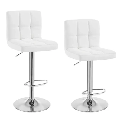 Abbildung von WOLTU Barhocker 2er Set Barstühle Weiß, Höhenverstellbar, Drehstühle, Küchenstühle mit Rückenlehne und Fußstütze, Robuster Metallrahmen, gemütliche PU weiche Sitzfläche