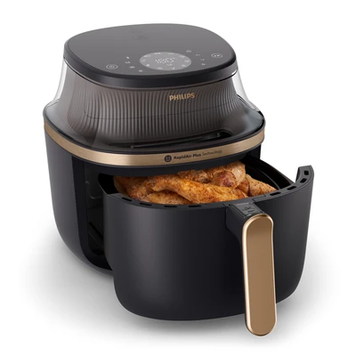 Abbildung von Philips Heißluftfritteuse &quot;Airfryer 3000 NA332/00, mit 6.2L, Sichtfenster&quot;, 1700 W, RapidAir Plus Technologie und 16 Kochfunktionen; Schwarz/Kupfer