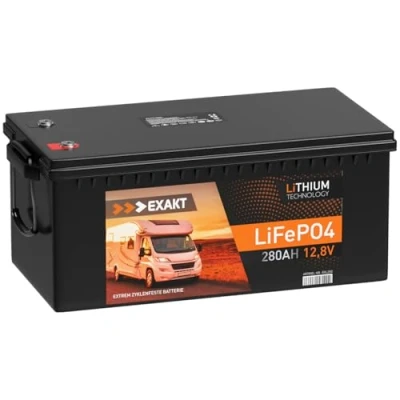 Abbildung von EXAKT LiFePO4 280Ah 12V inkl. BMS Lithium Batterie Solarbatterie Akku Wohnmobil Solar Bootsbatterie USV