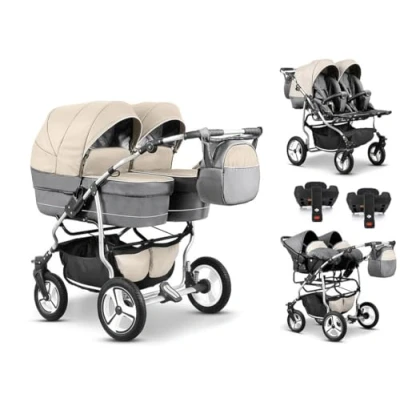 Abbildung von Zwillingskinderwagen 5 in 1 Twin Star inkl. Autositze und Iso Bases 14 Teile 16 Farben