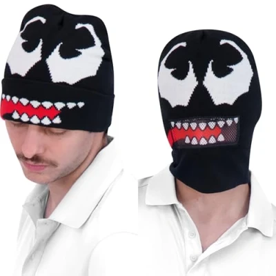 Abbildung von Concept One Unisex Erwachsene Venom Intarsia Roll Down Cuff Beanie Mtze, schwarz, Einheitsgröße