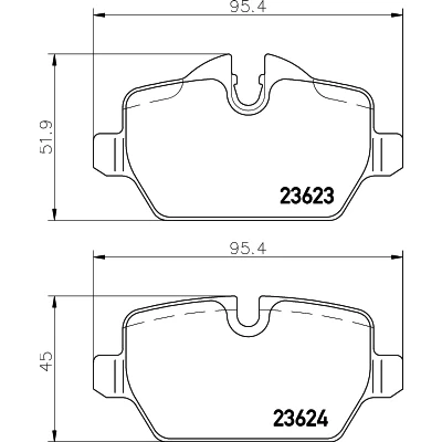 Abbildung von HELLA 8DB 355 011 271 Bremsbelagsatz für Verschleißwarnanzeiger vorbereitet mit Bremssattelschrauben Zubehör BMW: 3 Limousine, Coupe