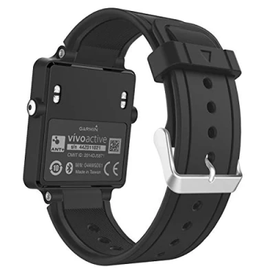 Abbildung von MoKo Sport Armband Kompatibel mit Garmin Vivoactive/Vivoactive Acetate, Silikon Ersatz Uhrenarmband Klassisches Wechselarmband, Schwarz