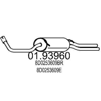 Abbildung von MTS 01.93960 Endschalldämpfer 1530 AUDI: A4 B5 Limousine, B6 Avant, Avant