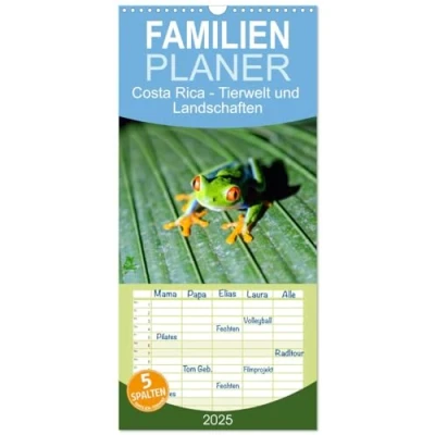 Abbildung von Familienplaner 2025 Costa Rica Tierwelt und Landschaften mit 5 Spalten (Wandkalender, 21 cm x 45 cm), CALVENDO