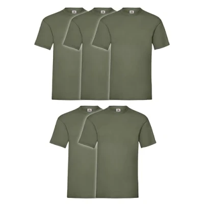 Abbildung von Fruit of the Loom 5er Pack Valueweight T Shirt + GRATIS MyShirt Stoffbeutel, Farbe:Khaki, Größe:3XL