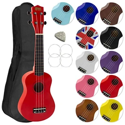 Abbildung von Mad About SU8 RD Sopran Ukulele in Rot mit einer GRATIS Gigbag, Pick und Ersatzsaiten großartig für Schulen Anfänger