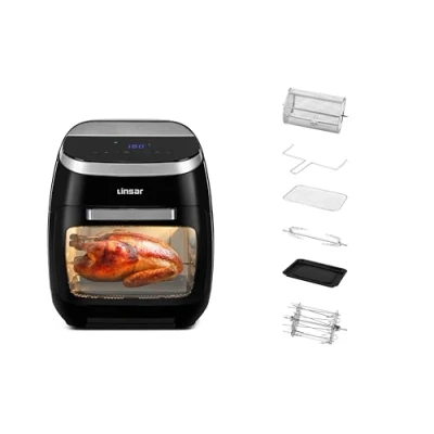 Abbildung von Linsar Heißluftfritteuse XXL Airfryer Oven, 2000,00 W, Pommestrommel, mit Zubehör, Rotisserie
