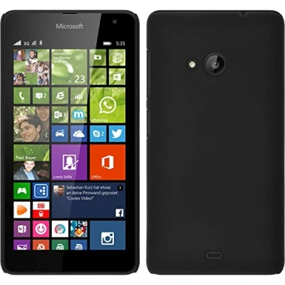 Abbildung von PhoneNatic case kompatibel mit Microsoft Lumia 535 Hülle schwarz gummiert Hard + 2 Schutzfolien