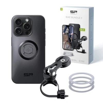 Abbildung von SP CONNECT Bike Bundle II SPC+ kompatibel mit iPhone 15 Pro Handyhalter für Fahrradlenker Mountainbike Rennrad Handy Halterung