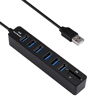 Abbildung von Ziyan USB HUB Splitter 6 Port Adapter mit MicoSD &amp; SD Kartenleser Notebook/Laptop/PC/MacBook
