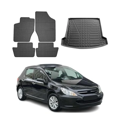 Abbildung von OMAC 5703YPS 484 Fußmattensatz Gummi, TPE (thermoplastischer Elastomer) 5 schwarz PEUGEOT: 307 Schrägheck