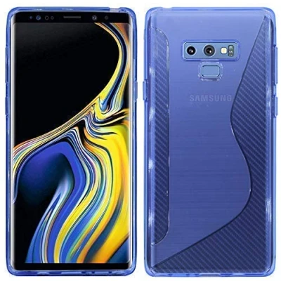 Abbildung von cofi1453® S Line Hülle Bumper kompatibel mit Samsung Galaxy Note 9 (N960F) Silikonhülle Stoßfest Handyhülle TPU Case Cover Blau