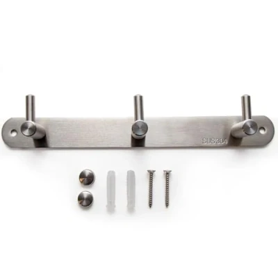 Abbildung von INTIRILIFE Edelstahl Garderobenleiste Modell B 3 Haken 22 x 4.2 cm Kleiderhaken Garderobe Hakenleiste in 5 verschiedenen Designs