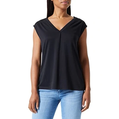 Abbildung von comma MIT Schulterraffung Tshirt basic, Damen, Größe: 40, Schwarz