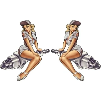 Abbildung von cut it folientechnik &amp; design MG330 / 2X Pinup Aufkleber je 11x9cm Bombe Old School Hot Rod Tuning Vintage Retro Pin Up Girl