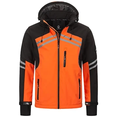 Abbildung von Rock Creek Herren Softshell Jacke Outdoor Windbreaker Übergangsjacke Anorak Kapuze Regenjacke Winterjacke Herrenjacke Jacket H 285 Orange 4XL