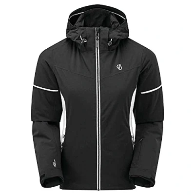 Abbildung von Dare 2b Damen Enclave Veste de ski imperméable, isolante respirante Avec coutures cousues collées, Capuche et Jupe par Neige Wasserdichte isolierte Jacken, Schwarz/Weiß, FR : S (Taille Fabricant 10)