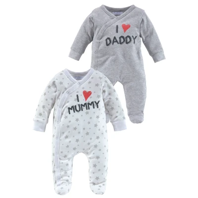 Abbildung von Klitzeklein Schlafoverall &quot;I love Mummy / I Daddy&quot;, (Packung, 2 tlg.), aus Bio Baumwolle, Baby Overalls