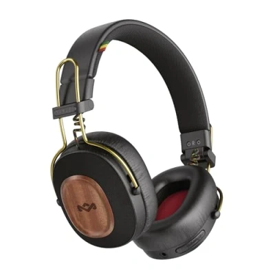 Abbildung von Marley House of Positive Vibration Riddim kabellose On Ear Kopfhörer Bluetooth Kopfhörer, 50 Std. Spielzeit, Faltbare mit Mikrofon, USB C Schnellladen, nachhaltige Materialien, Rasta