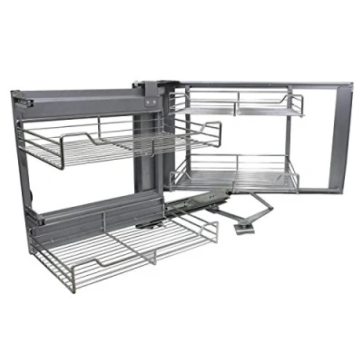 Abbildung von KuKoo Magic Corner Eckschrank Korb Küchenschrank Körbe Schrankauszug Schrankkörbe Küchenkorb Korbauszug Schrankauszüge Schrankkorb Küchen Regal Soft Close Funktion Aufbewahrungskörbe 90cm 100cm