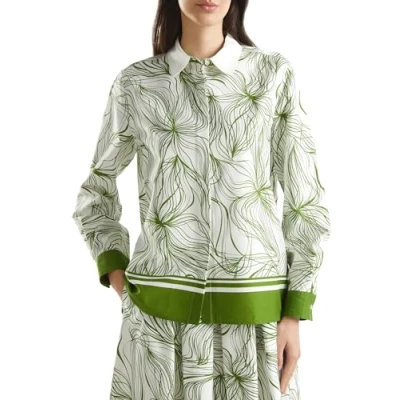 Abbildung von United Colors of Benetton Patterned Hemdbluse, Damen, Größe: 34, Green