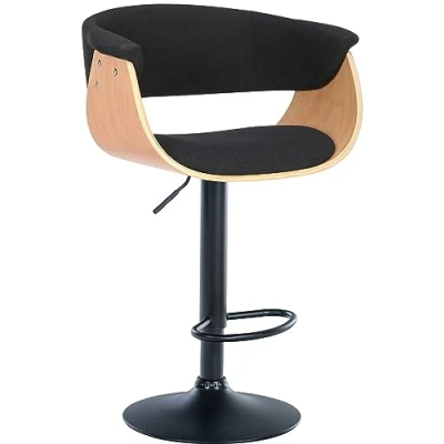 Abbildung von CLP Barhocker Vestal I Mit Holzsitz Und Armlehne Höhenverstellbares Metallgestell Fußstütze, Farbe:Natur/schwarz, Material:Stoff